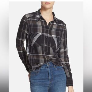 Free People WesleyPlaid Boyfriend Flannel Top Long Sleeve Button Down Shirt